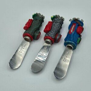 Golf Theme Cheese Spreaders – Set of 3 Golf Bag Butter Knives – Golf Party Decor
